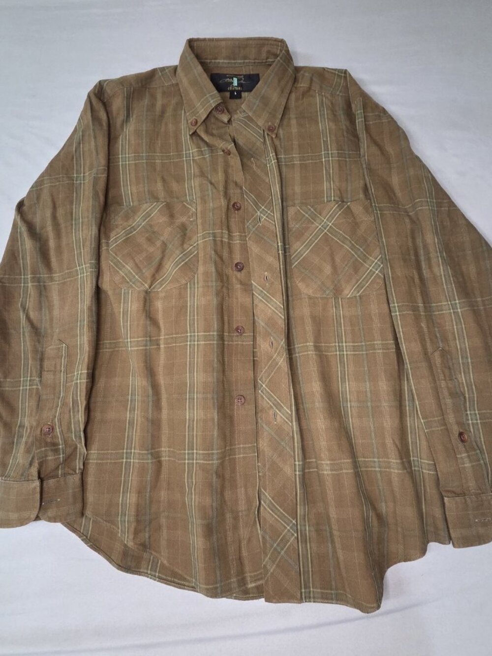 Alexander Julian Couture Olive Windowpane Shirt L